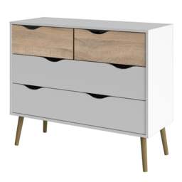Oslo Chest of 4 Drawers in White and Oak - thumbnail 3