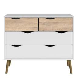 Oslo Chest of 4 Drawers in White and Oak - thumbnail 2
