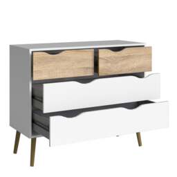 Oslo Chest of 4 Drawers in White and Oak - thumbnail 4