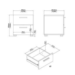 Pepe 3 Piece Bedroom Furniture Set – 2 Drawer Bedside, 4 Drawer Chest & 2 Door Wardrobe in Black - thumbnail 5