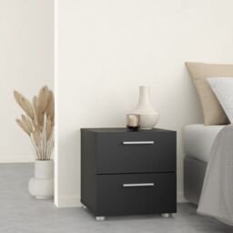 Pepe 3 Piece Bedroom Furniture Set – 2 Drawer Bedside, 4 Drawer Chest & 2 Door Wardrobe in Black - thumbnail 4