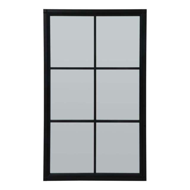 Large Black Wood Window Mirror
