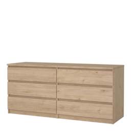 Naia Wide Chest of 6 Drawers in Jackson Hickory Oak - thumbnail 3