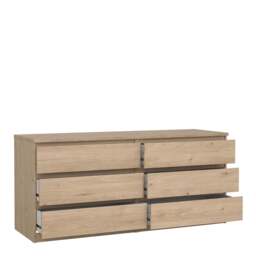 Naia Wide Chest of 6 Drawers in Jackson Hickory Oak - thumbnail 4