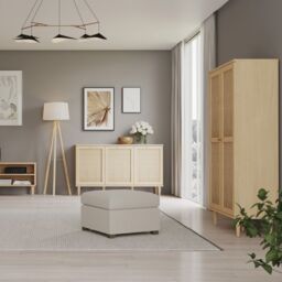 Calasetta Display Cabinet with 2 Doors in Natural Rattan Finish - thumbnail 4
