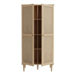 Calasetta Display Cabinet with 2 Doors in Natural Rattan Finish - thumbnail 3