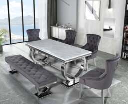 Arriana Dining Table – Luxury Modern Statement Piece - Black and Gold Marble / 1.8 M