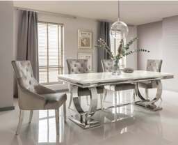 Arriana Dining Table – Luxury Modern Statement Piece - Black and Gold Marble / 1.8 M - thumbnail 3