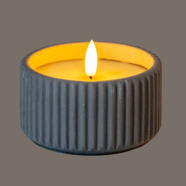 Luxe Collection Natural Glow Small Chalk Ribbed LED Candle - image 1