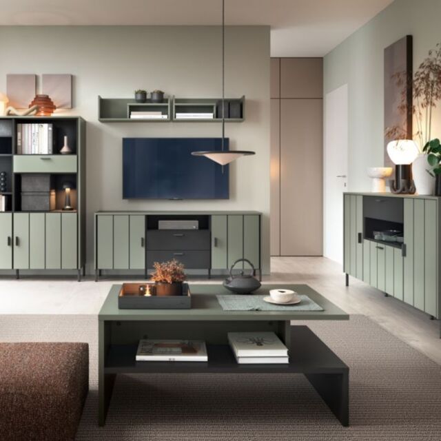 Arundel Sideboard 2 Door 1 Flap 1 Drawer in Green/Grey - image 1