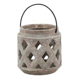 Siena Brown Lattice Decorative Lantern - thumbnail 1