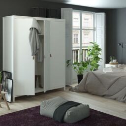Barcelona 3 Piece Bedroom Furniture Package – 2 Drawer Bedside, 5 Drawer Chest & 2 Door Wardrobe in White - thumbnail 6