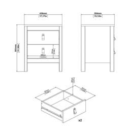 Barcelona Package - Bedside Table 2 Drawers + Chest 5 Drawers + Wardrobe with 2 Doors in White - thumbnail 5