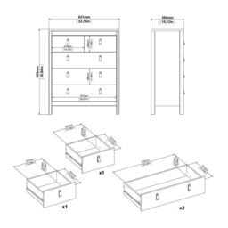 Barcelona 3 Piece Bedroom Furniture Package – 2 Drawer Bedside, 5 Drawer Chest & 2 Door Wardrobe in White - thumbnail 3