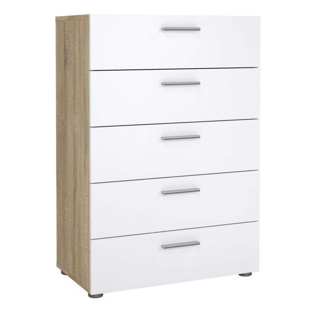 Pepe Chest of 5 Drawers in Oak with White Gloss - image 1