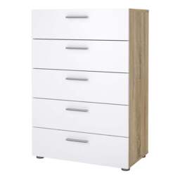 Pepe Chest of 5 Drawers in Oak with White Gloss - thumbnail 3