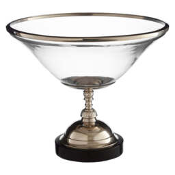 Coral Glass Bowl – Nickel Finish with Wood Base - thumbnail 4
