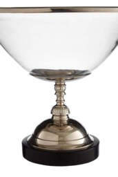 Coral Glass Bowl – Nickel Finish with Wood Base - thumbnail 2