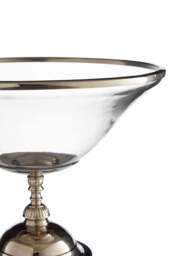 Coral Glass Bowl – Nickel Finish with Wood Base - thumbnail 3