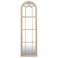 Tall Washed Wood Arched Window Mirror
