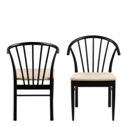 Cassandra Dining Chairs with Armrests in Black  Set of 2 - thumbnail 1