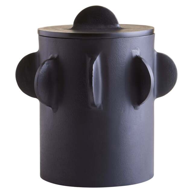 Black Large Round Box Terrace Textured - image 1