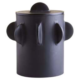 Black Large Round Box Terrace Textured