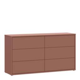 Alice Springs 6 Drawer Wide Chest with Push-to-Open Drawers in Terracotta - thumbnail 1