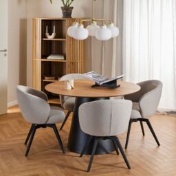 Darlene Dining Chair with Armrest and Swivel Function in Beige - thumbnail 3