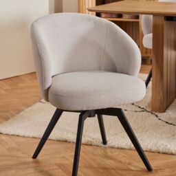 Darlene Dining Chair with Armrest and Swivel Function in Beige - thumbnail 4