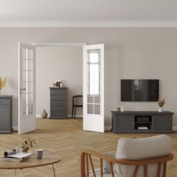 TV Unit with 2 Frame Doors in Matt Grey  Paris Collection - thumbnail 4