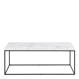 Barossa Coffee Table with White Marble Carrara Top & Black Steel Base 110x55x45cm - thumbnail 2
