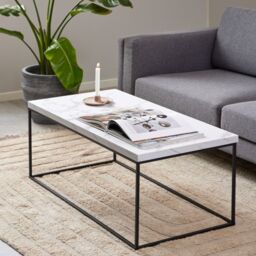 Barossa Coffee Table with White Marble Carrara Top & Black Steel Base 110x55x45cm - thumbnail 1