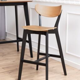 Roxby Bar Table includes 2 Roxby Bar Stool, Black and Oak - thumbnail 2