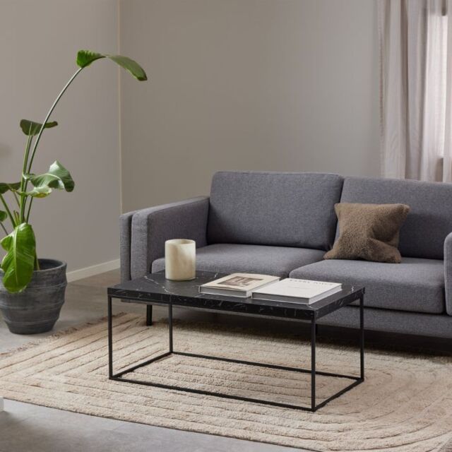 Barossa Coffee Table with Black Marble Marquina Top & Black Steel Base 110x55x45cm - image 1