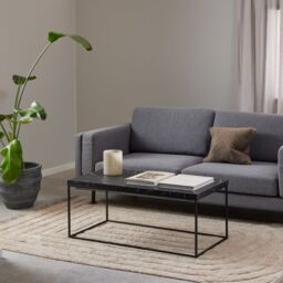 Barossa Coffee Table with Black Marble Marquina Top & Black Steel Base 110x55x45cm - thumbnail 1