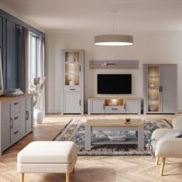 Bohol Large Sideboard  3 Drawers & 3 Doors in White & Oak - thumbnail 4