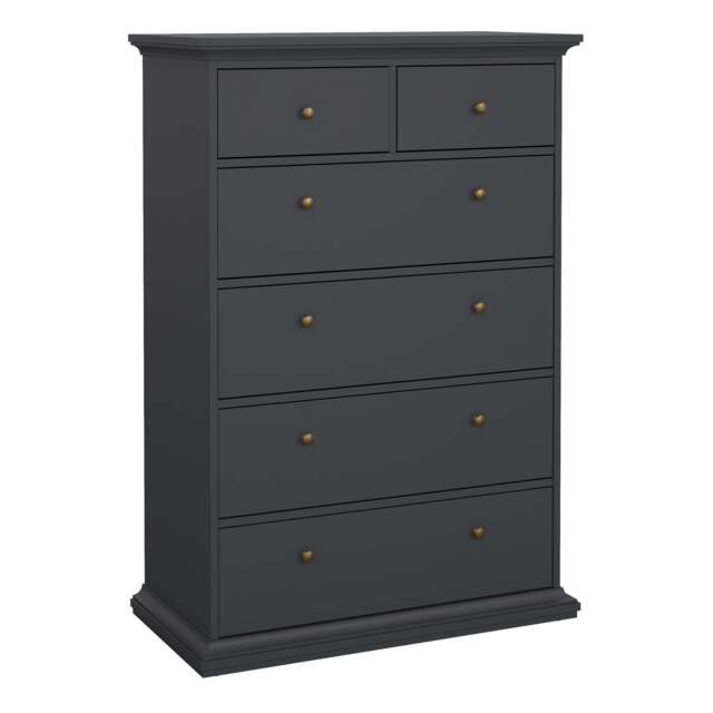 Paris Chest of 6 Drawers in Matt Grey - image 1