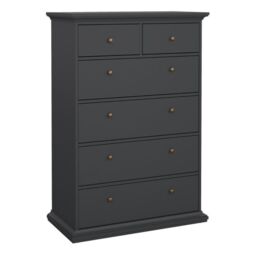 Paris Chest of 6 Drawers in Matt Grey - thumbnail 1