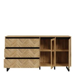 Nikomedes Modern Sideboard – Triple Oak & Matt Black Finish - thumbnail 3
