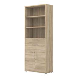 Prima Bookcase 3 Shelves with 2 Drawers 2 Doors in Oak - thumbnail 3