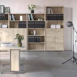 Prima Bookcase 3 Shelves with 2 Drawers 2 Doors in Oak - thumbnail 5