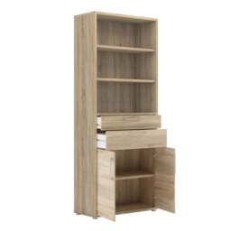 Prima Bookcase 3 Shelves with 2 Drawers 2 Doors in Oak - thumbnail 4