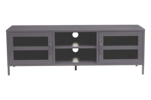 Stone Metal Media Unit – Grey (Two Door) - image 1