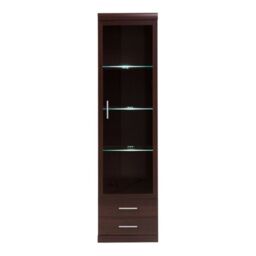 Imperial Tall Glazed 1 Door 2 Drawer Narrow Cabinet in Dark Mahogany Melamine - thumbnail 4
