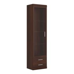 Imperial Tall Glazed 1 Door 2 Drawer Narrow Cabinet in Dark Mahogany Melamine - thumbnail 3