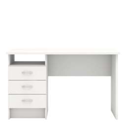 Function Plus Desk with 3 Drawers in White - thumbnail 2