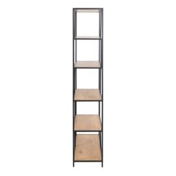 Seaford Large Asymmetrical Bookcase in Black Frame with Oak Shelves - thumbnail 3