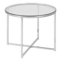 Cross Round Metal Side Table with Glass Top - thumbnail 2