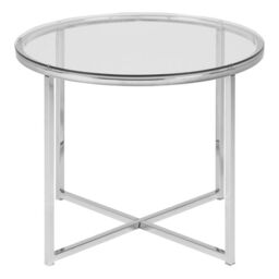 Cross Round Metal Side Table with Glass Top - thumbnail 3